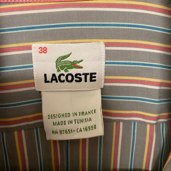Lacoste Gray Striped Button Down Dress Shirt - Picture 2 of 3